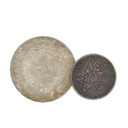 Lot de 2 pièces en argent : 1 pièce de 5