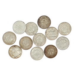 Lot de 12 pièces de 10 francs argent