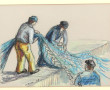 Paul MOAL (1948) "Pêcheurs au filet", pa