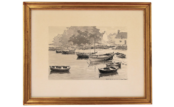 TRANNOD (Xxème) "Barques au mouillage à 