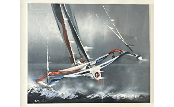 Victor SPAHN (1949) "Trimaran en mer", t