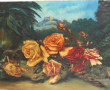 LEUCK Xxe "Nature morte aux roses sur fo