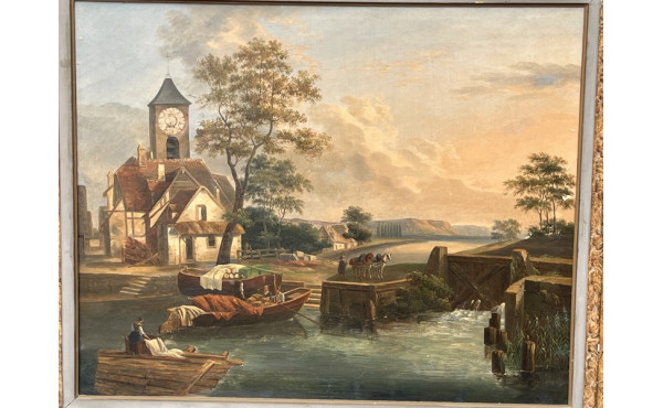 Ecole XIXème "Scène de campagne animée, 