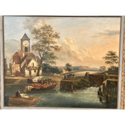 Ecole XIXème "Scène de campagne animée, 