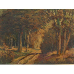 Ecole Française "Sous bois", huile sur c
