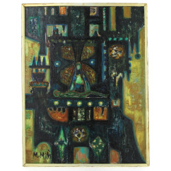 Marcel MILES (Xxème) "La Piétà", huile s