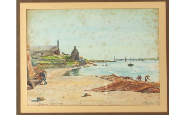 Ecole Bretonne des années 20 "Plage de P
