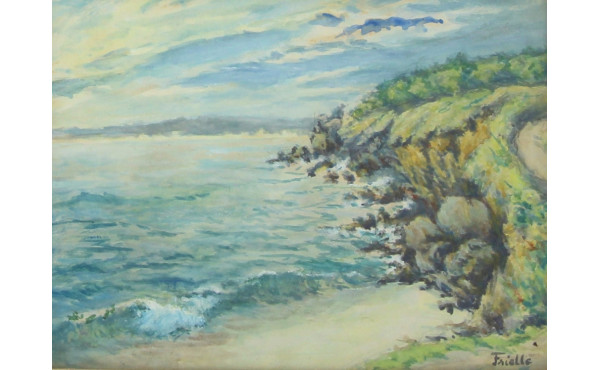 FRIELLE (Xxème) "Bord de mer", aquarelle