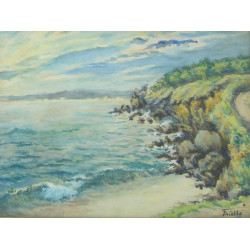 FRIELLE (Xxème) "Bord de mer", aquarelle