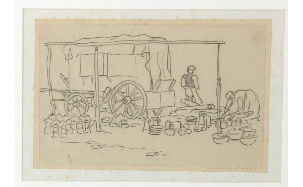 Jean LACHAUD (1882-1952) "Marché de faïe