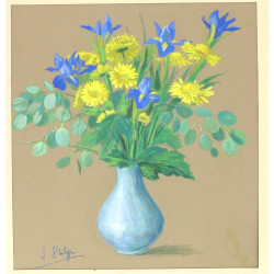 J.PHILIPPE (Xxème) "Bouquet d'iris", gou