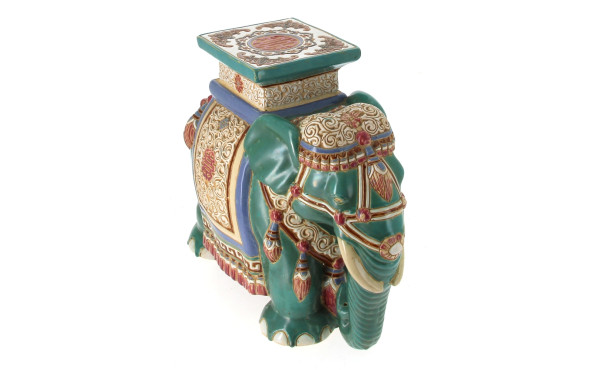 Grande sellette éléphant en céramique, H