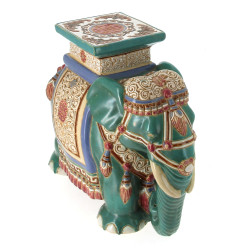 Grande sellette éléphant en céramique, H