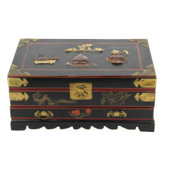 CHINE - Grand coffret à bijoux en laque 
