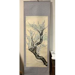 CHINE "Branche fleurie", rouleau peint à