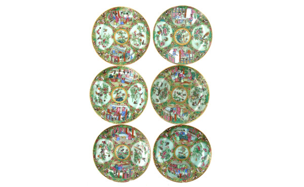 CHINE XIXème - Suite de 6 assiettes en p
