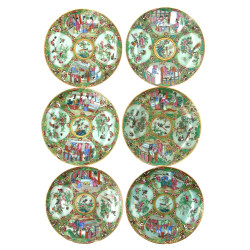 CHINE XIXème - Suite de 6 assiettes en p