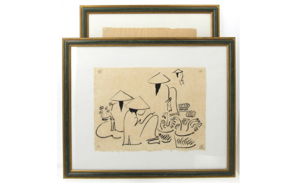 VIET-NAM (Xxème) - Lot de 2 dessins à l'