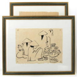 VIET-NAM (Xxème) - Lot de 2 dessins à l'