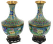 CHINE - Paire de vases en cloisonné à dé