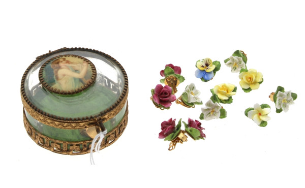Coffret ancien rond en verre et métal do