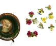 Coffret ancien rond en verre et métal do
