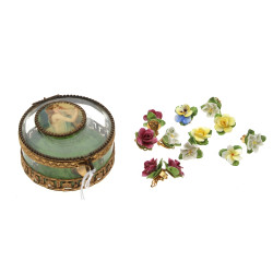 Coffret ancien rond en verre et métal do