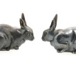 Paire de petits lapins en métal composit