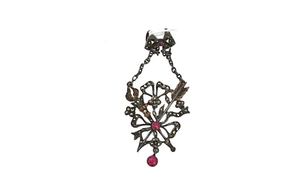 Pendentif ancien en argent serti de stra