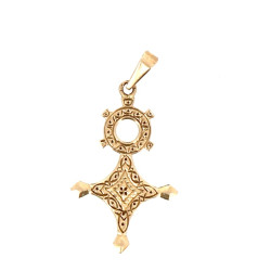 Pendentif croix d'Agadez en or jaune 18 