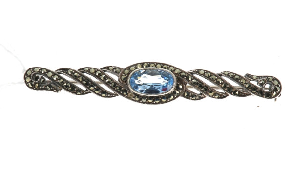 Broche barrette en argent 925ème sertie 