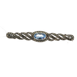 Broche barrette en argent 925ème sertie 