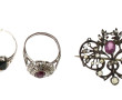 Lot de 2 bagues anciennes en argent, l'u