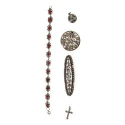 Lot de 3 bijoux en argent : une broche r