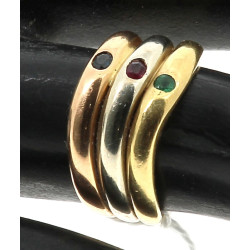 Bague jonc 3 ors 18 carats sertie d'un r