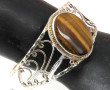 Bracelet jonc ouvert en argent et caboch