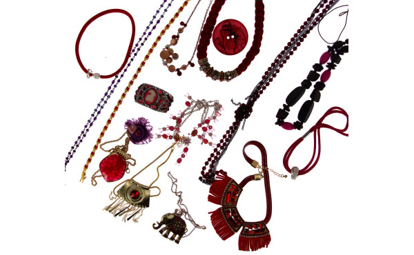 Thème ROUGE et ROSE - Lot de bijoux fant