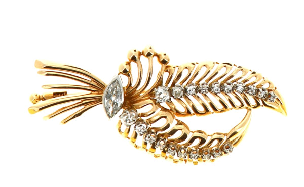 Broche en jaune 18 carats, poinçon tête 
