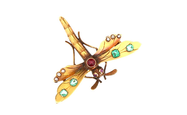Ravissante broche ancienne en or 18 cara