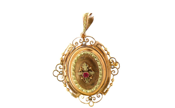 Broche-pendentif en or jaune 18 carats, 