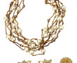 Lot de 3 bijoux fantaisie en métal doré,
