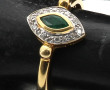 Bague navette en or jaune 18 carats, poi
