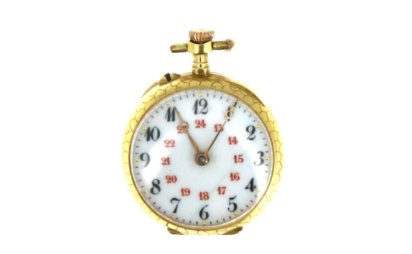 Petite montre de col en or jaune 18 cara