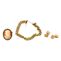 Broche camée coquille à profil féminin, 