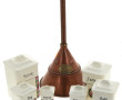 Série de 6 pots à épices en faïence crèm