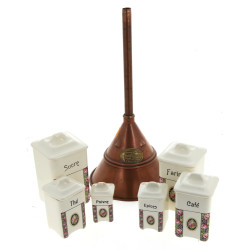 Série de 6 pots à épices en faïence crèm