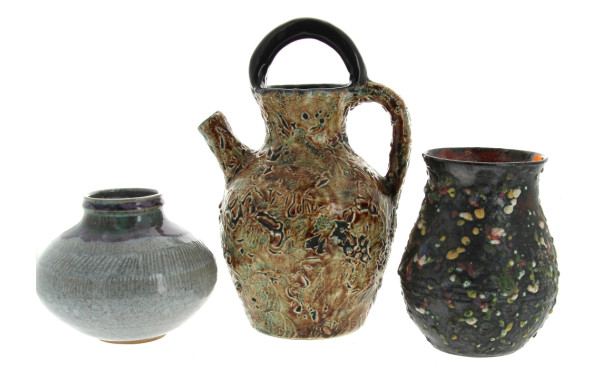 Lot de 3 pièces en céramique : vase boul