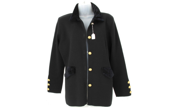 CARINE - Veste femme noire en laine et v