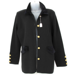 CARINE - Veste femme noire en laine et v