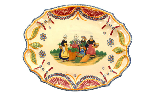 HENRIOT QUIMPER - Paire de plats à bords